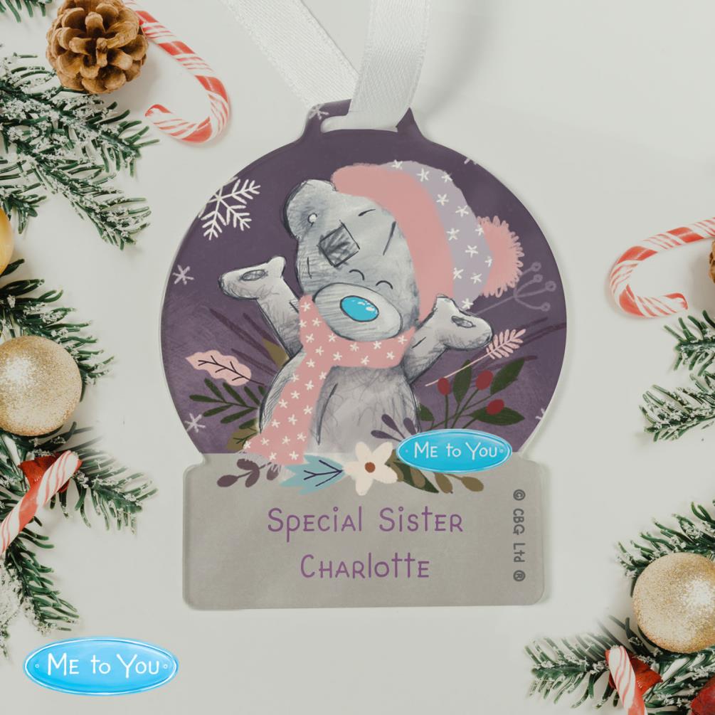 Personalised Me to You Cosy Winter Acrylic Snowglobe Decoration Extra Image 2